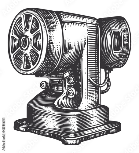Vintage Hand-Drawn Illustration of a Mechanical Machine Component