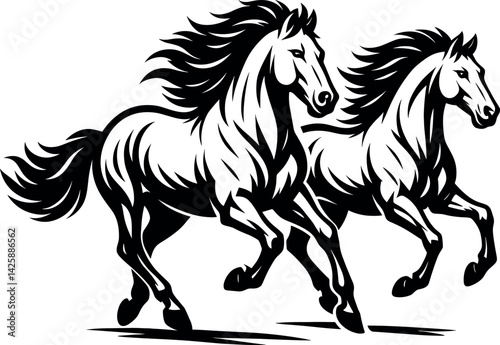 Horses cricut vector black silhouette print design