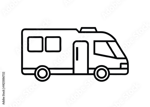 motorhome line art vector on white background