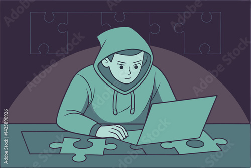 Person Solving Puzzle Vector Illustration Creative Problem Solving Concept
