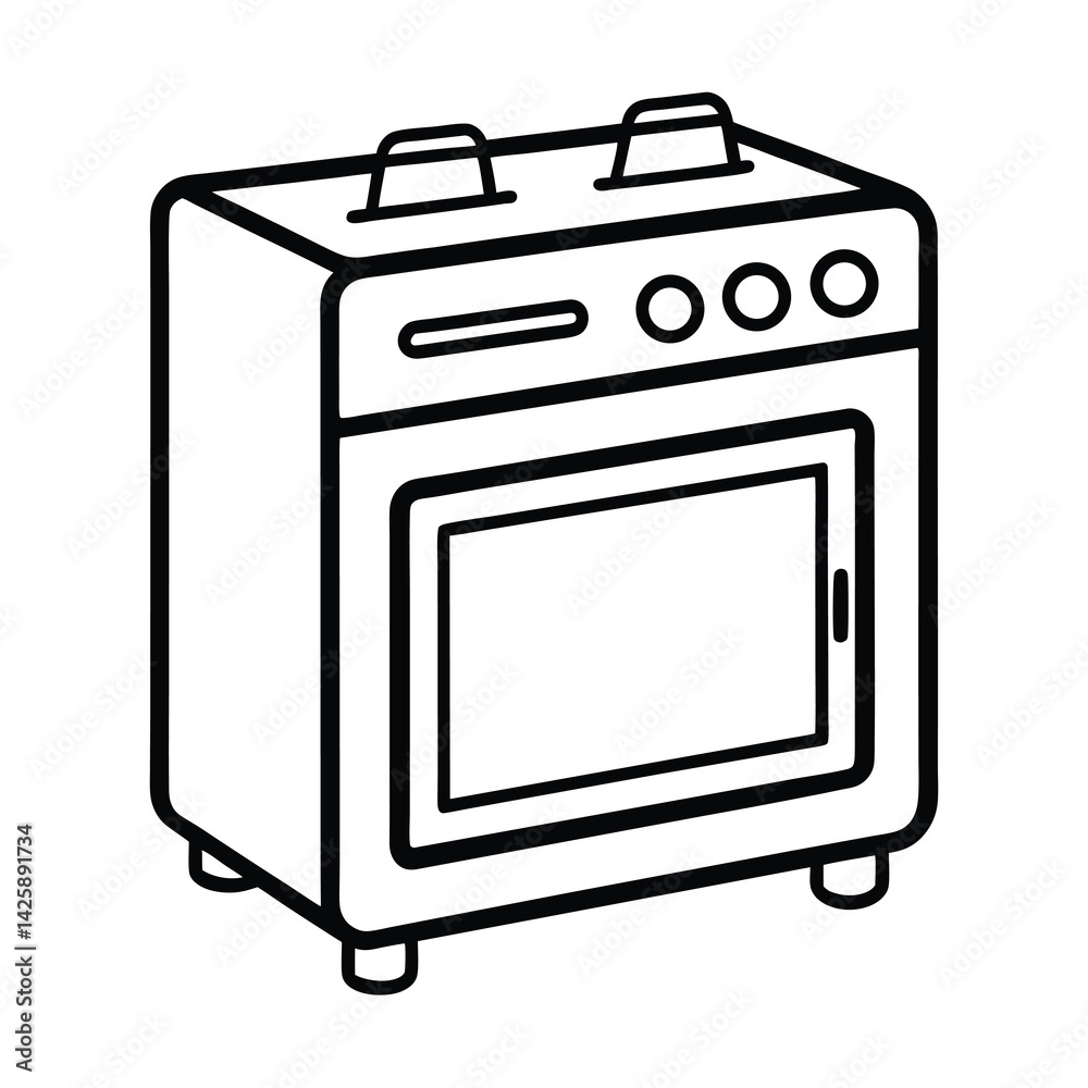 oven line art vector on white background oven line art vector on white background