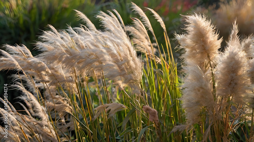 Obraz na płótnie Close-up of fluffy ornamental grasses. w salonie