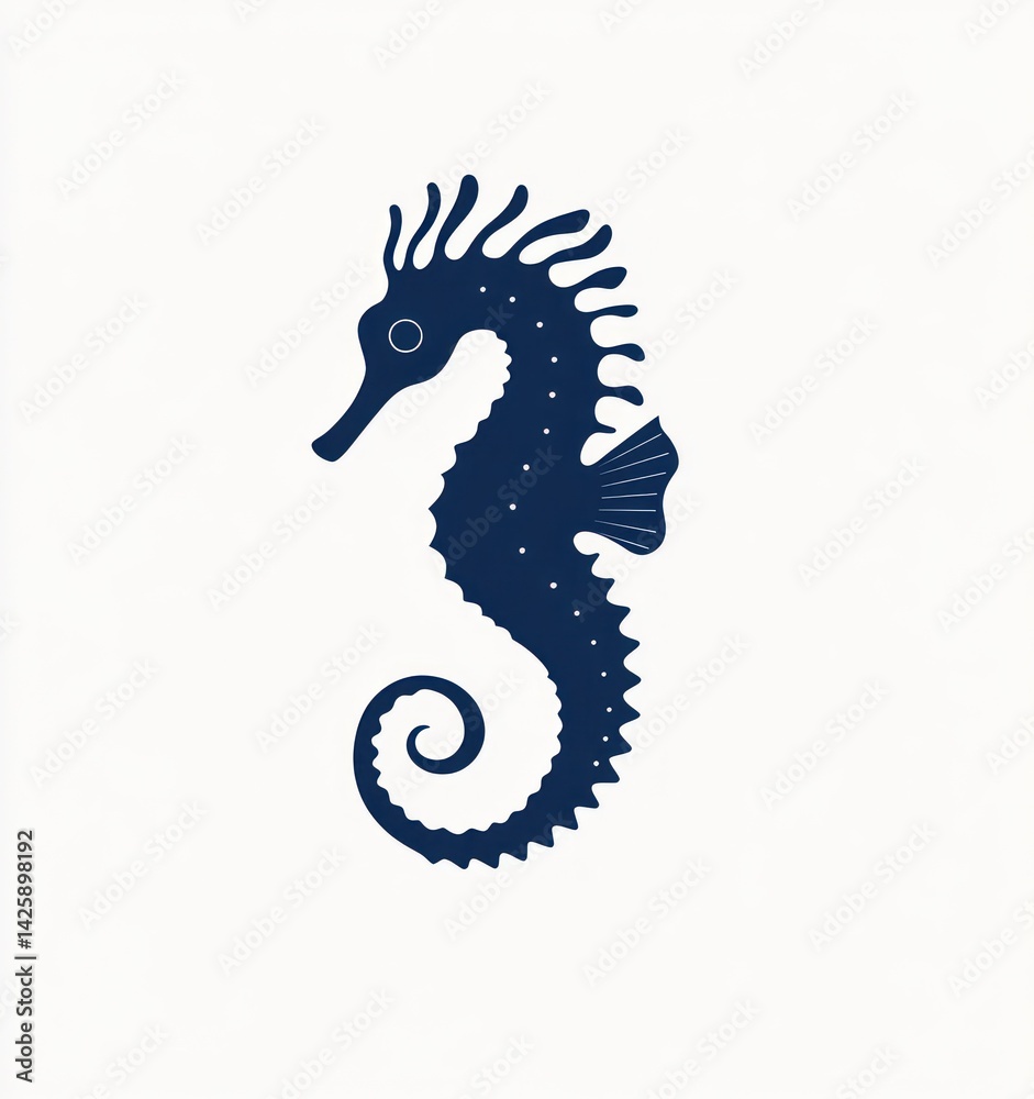 Fototapeta premium Seahorse ocean illustration, nautical design, white background, home decor