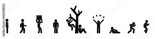 man icon, isolated people silhouettes, stickman set, human stick figure