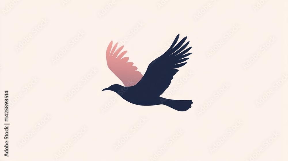 Obraz premium Silhouette of a bird in flight, elegant and minimalist design