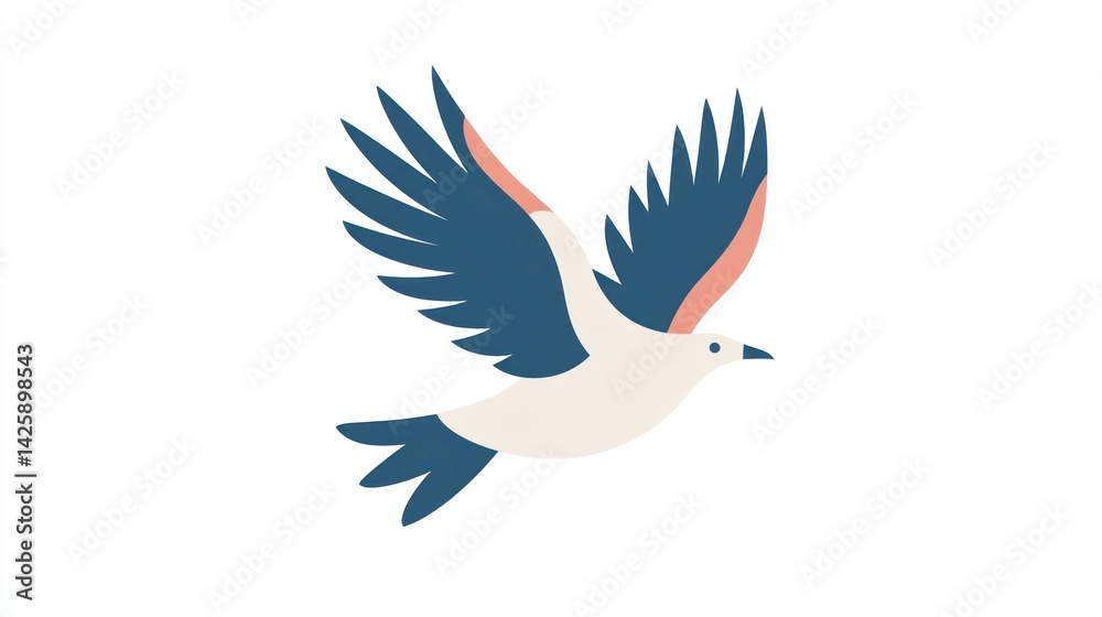 Obraz premium A stylized bird in flight, with bold colors and simple lines