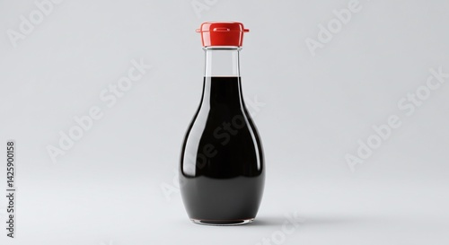 minimalist soy sauce bottle without label isolated on clear white background. generative ai