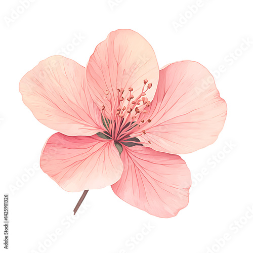 Realistic cherry blossom flower isolated on a transparent background for spring floral design