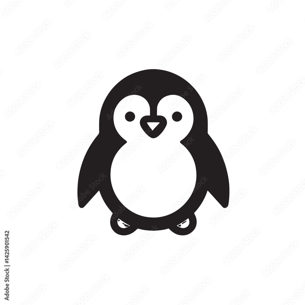 Obraz premium Strong Outline Penguin Vector Logo