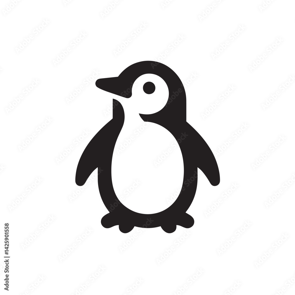 Obraz premium Flat Iconic Penguin with Solid Lines