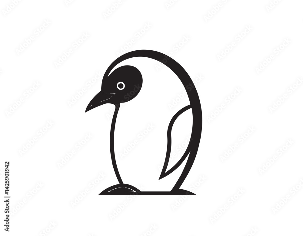 Fototapeta premium Simple Penguin Logo with Clean Shapes