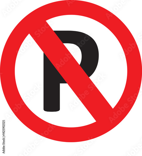 no parking sign with red circle and diagonal line over black letter p symbolizing restriction or prohibition