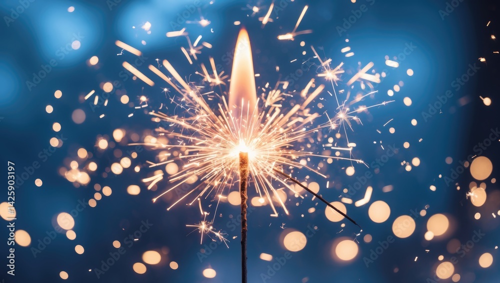 Obraz premium Christmas night illuminated by colorful sparklers, fireworks, and festive lights in a holiday-themed scene