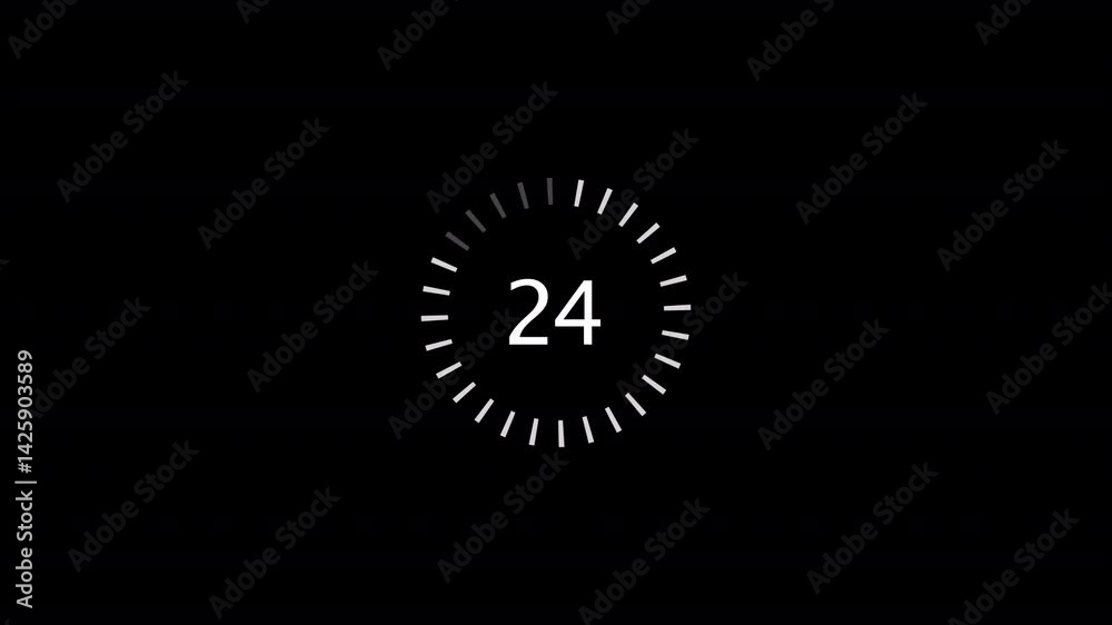 Thirty seconds countdown animation from 30 seconds to 0 seconds with alpha channel, Thirty seconds countdown timer on a transparent background