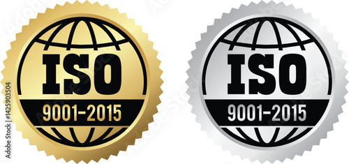 ISO 9001:2015 Certified Symbol Quality Assurance Logo & Certification Vector