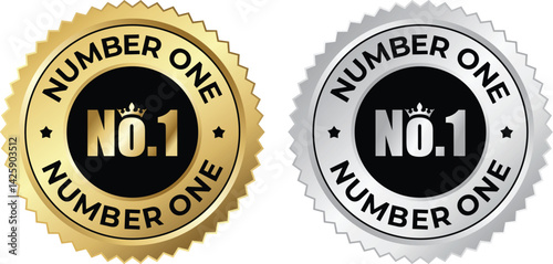 No. 1 Silver Gold Stamp Logo Premium Badge Design