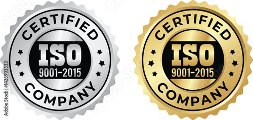 ISO 9001:2015 Certified Symbol Quality Assurance Logo & Certification Vector
