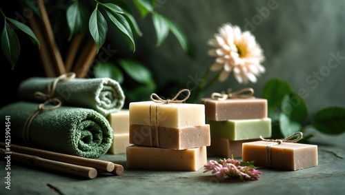 Spa ambiance featuring natural soaps and fresh flowers