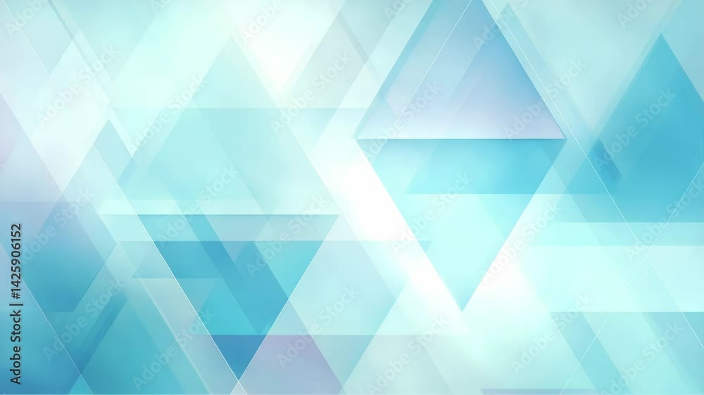Soft blue geometric background with transparent triangles, 4K video