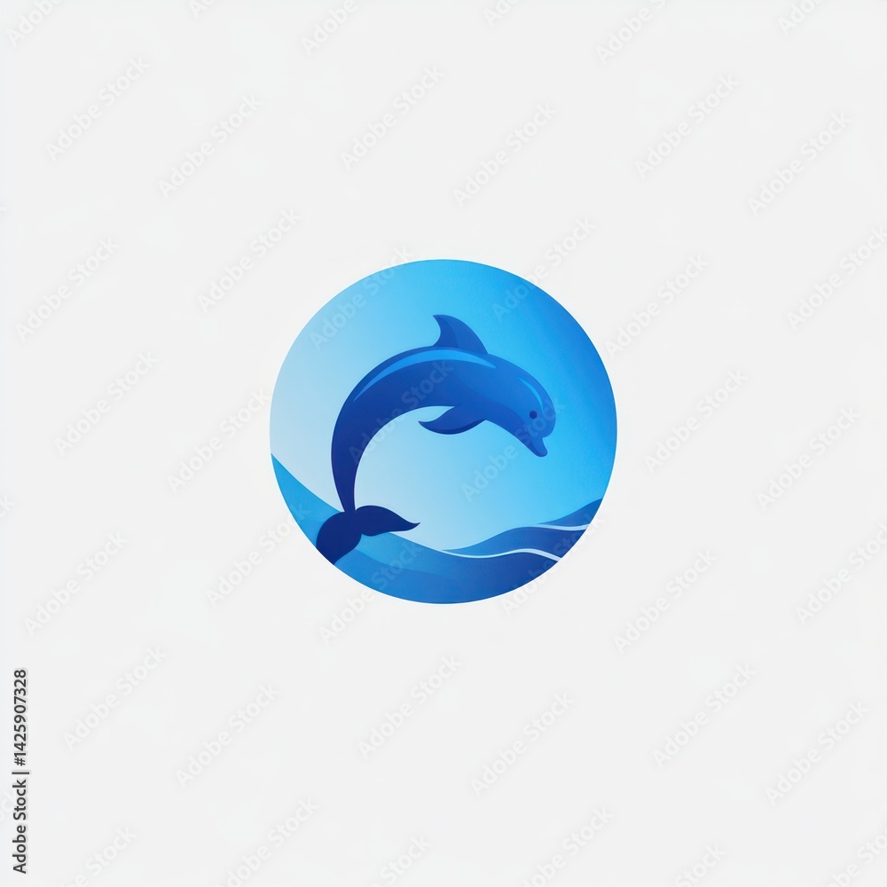 Dolphin jumping in circle, ocean waves, logo design, background image, useable for ocean, marine animal, or environmental themes Dolphin jumping in circle, ocean waves, logo design, background image, useable for ocean, marine animal, or environmental themes