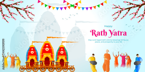 Vector illustration of Happy Ratha Yatra social media template