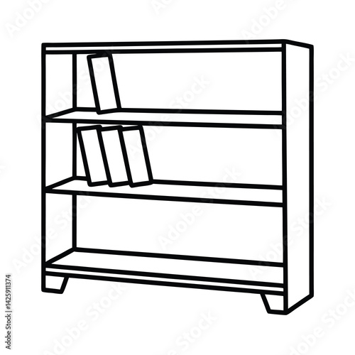 sketch style bookshelf black line art vector on white