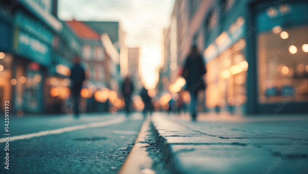 Fototapeta premium Blurred city street scene with urban background