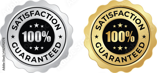 Satisfaction Guaranteed Gold Silver Badge – Trust & Guarantee Seal Logo
