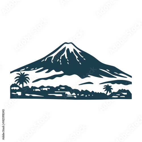 Mount Teide Silhouette for Canary Islands Day - Día de Canarias (Canary Islands) Silhouette of Mount Teide in solid volcanic gray