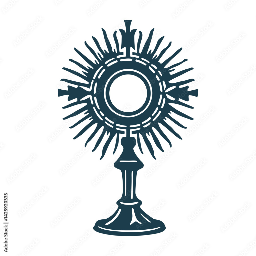 Fototapeta premium Ornate Gold Monstrance: Corpus Christi Toledo - Corpus Christi (Toledo) Monstrance (religious sunburst) in solid gold or silver