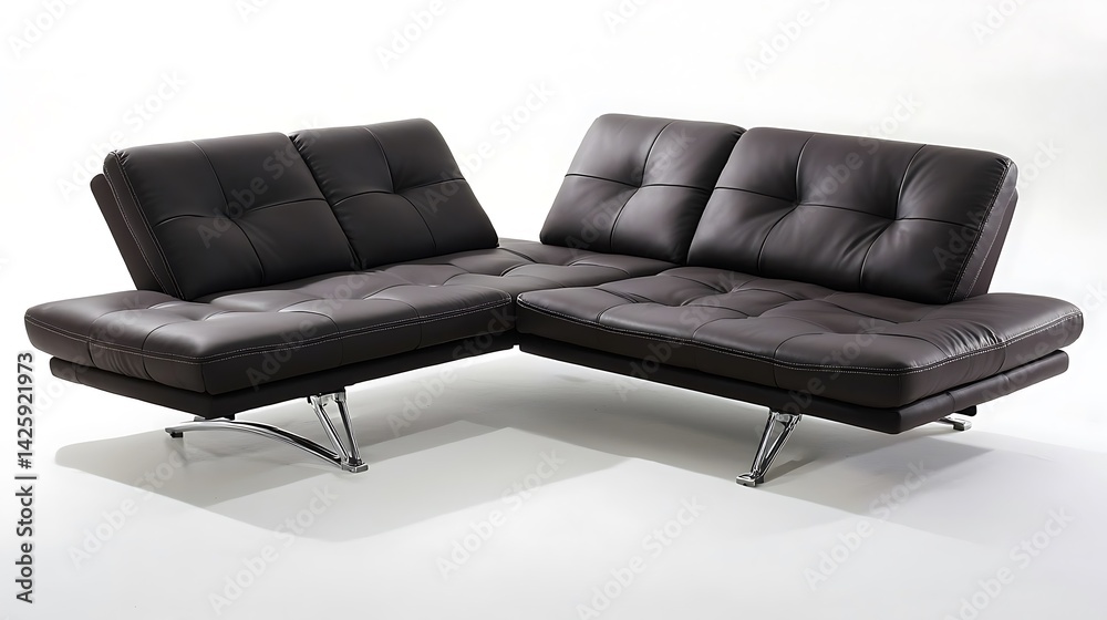 Obraz premium Black leather couch with a silver frame