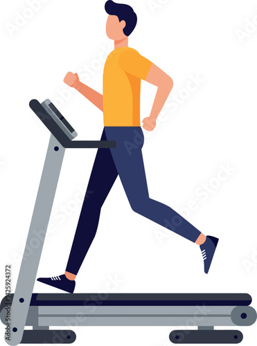 Man running on treadmill indoor fitness exercise workout vector illustration 
