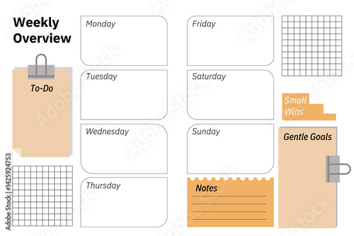 Minimalist Weekly Planner Layout with To-Do and Goals Sections