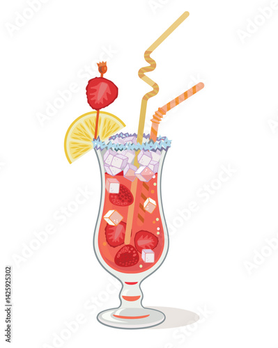 Royal Dream Cocktail Vector Illustration on White