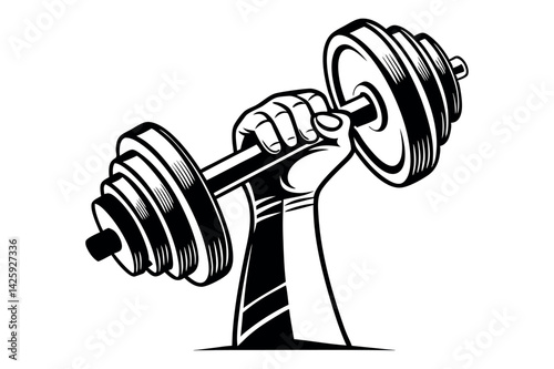 Illustration of a human hand with a barbell