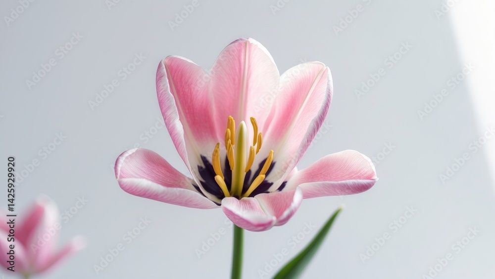 Fototapeta premium Macro of a single tulip head isolated on background