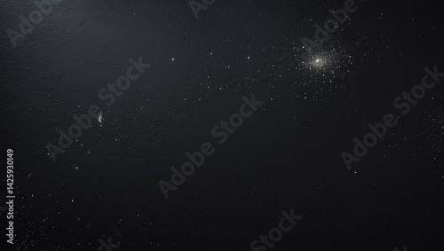 Black Rough Grunge Surface with Isolated Dust, Dirt Particles, and Powder Spray Texture
