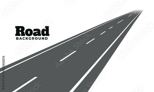 Vector Curved road with white lines 