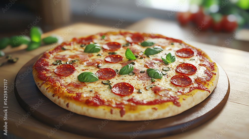 pizza on a wooden table