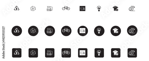 Set of 24 outline Ecology icons set. Nature, environment, recycle flat icon. Vector illustration and with environment, recycle silhouette editable vector isolated 