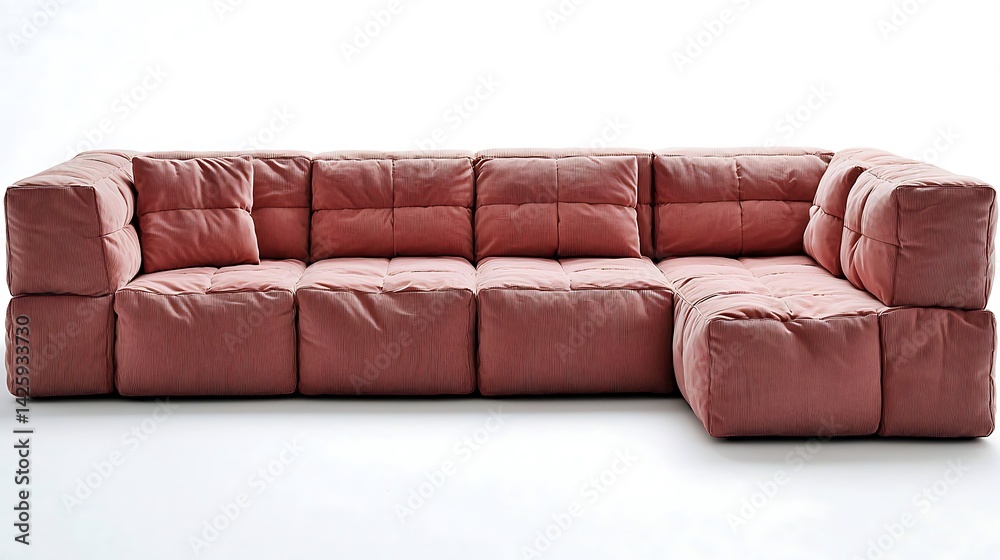 Fototapeta premium Colorful Sofa L-Shape, two seater, sofa bed, isolated on white background