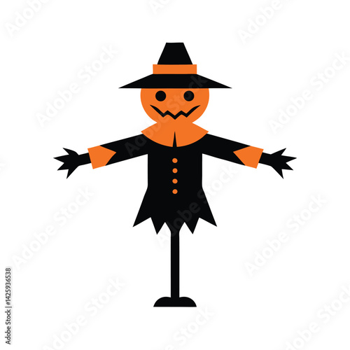 Halloween Scarecrow Vector Illustration on White