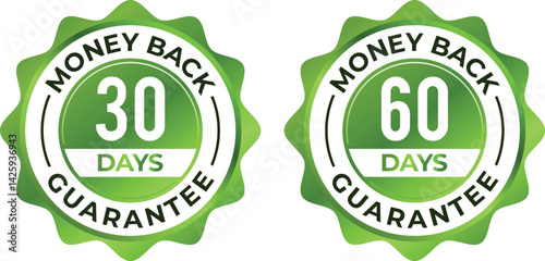 30 60 Day Money Back Guarantee Label Refund Assurance Badge Design