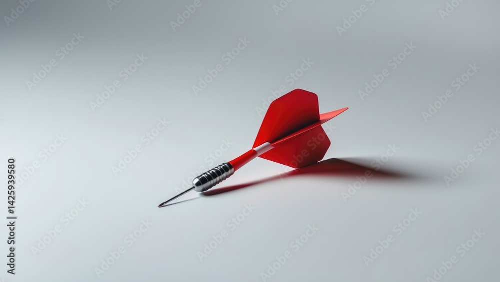 Red Dart Positioned on a White Background for Precision Red Dart Positioned on a White Background for Precision