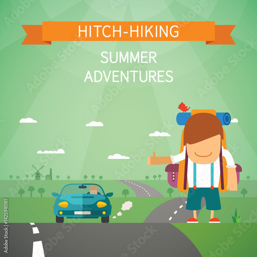 Hitchhiking vector concept