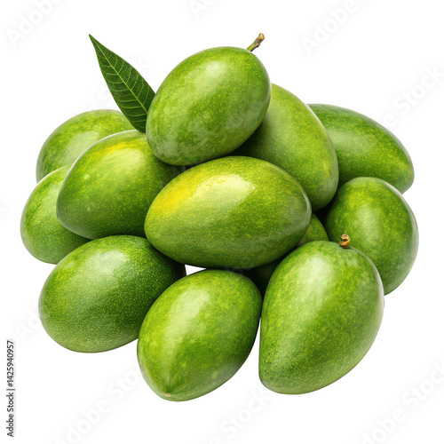 Wallpaper Mural Fresh green mangos png tropical fruit pile png raw mangoes png white background image Torontodigital.ca