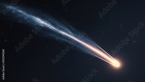 Fototapeta Naklejka Na Ścianę i Meble -  Isolated comet with luminous tail against a dark space background