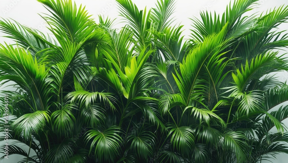 Fototapeta premium Lady Palm is simple to cultivate indoors or outdoors, on a white background.