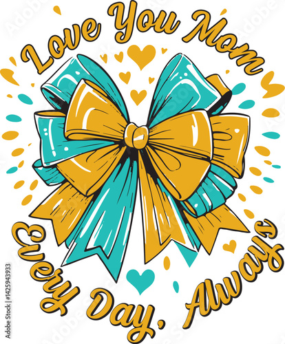 Mother's Day vector illustration with decorative bows and floral elements