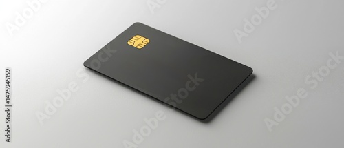 Obraz na płótnie Credit card on a smooth surface, highlighting its sleek design and chip feature. w salonie